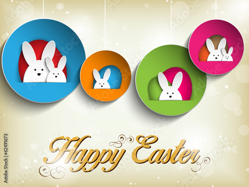 Vector: Happy Easter Rabbit Bunny on Retro Background Happy Easter Rabbit Bunny on Retro Background