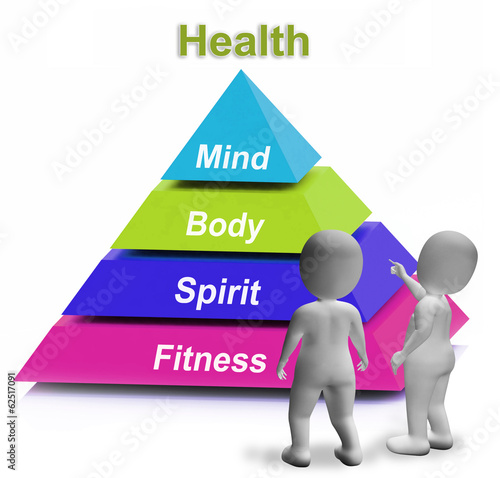 Illustration: Health Pyramid Shows Fitness Strength And Wellbeing Health Pyramid Shows Fitness Strength And Wellbeing