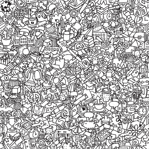 Vector: School seamless pattern in black and white School seamless pattern in black and white