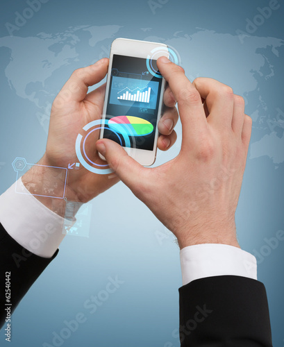 Photo: businessman touching screen of smartphone businessman touching screen of smartphone