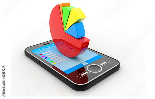 Illustration: Business pie chart on Mobile Phone Business pie chart on Mobile Phone