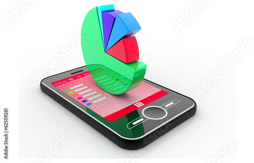 Illustration: Business pie chart on Mobile Phone. Business pie chart on Mobile Phone.