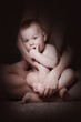 Young Mother Hugging Child. Beautiful Woman with Little Son Young Mother Hugging Child. Beautiful Woman with Little Son