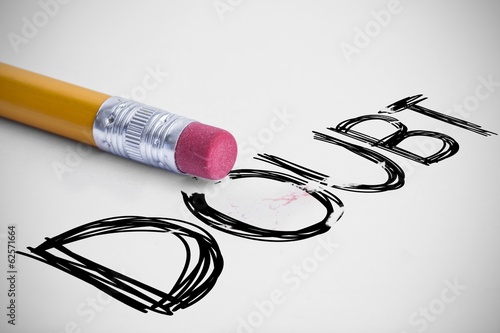 Photo: Doubt against pencil with an eraser Doubt against pencil with an eraser