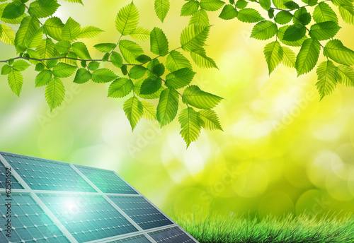 Photo: Solar panel in the green Solar panel in the green