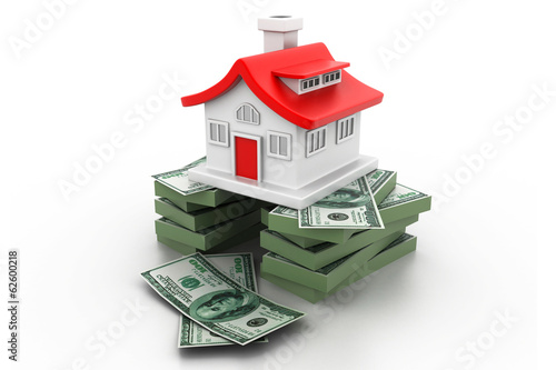 Illustration: house on money stack house on money stack