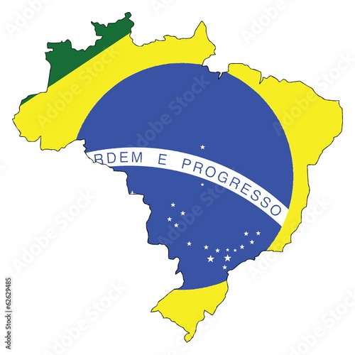 Vector: Brazil Map and Flag, Vector Illustration EPS 10. Brazil Map and Flag, Vector Illustration EPS 10.
