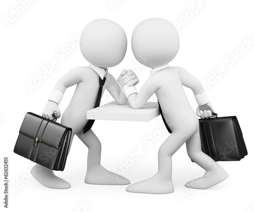 Illustration: 3D white people. Business people arm wrestling 3D white people. Business people arm wrestling