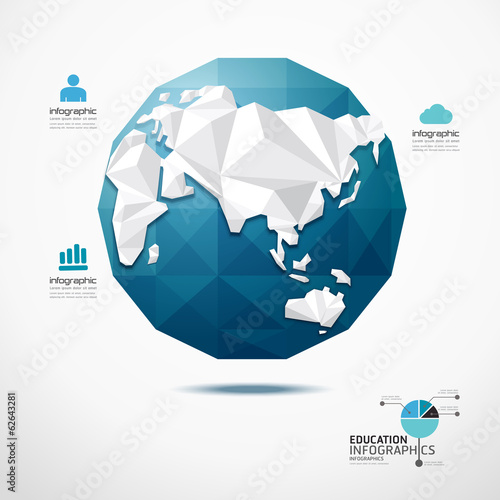 Vector: globe world map illustration infographics geometric concept desi globe world map illustration infographics geometric concept desi