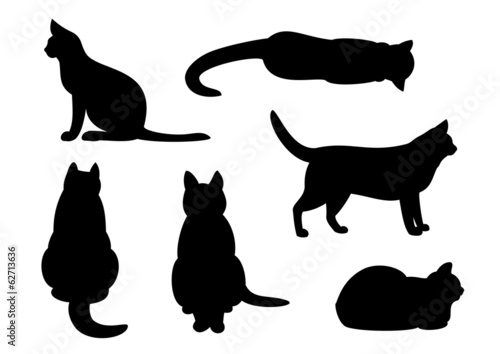 Vector: 猫のシルエット、セット 猫のシルエット、セット