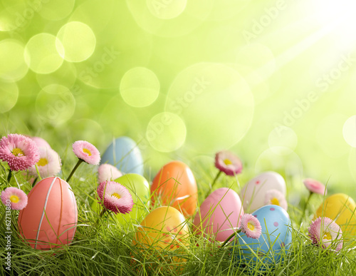 Photo: Easter eggs in grass Easter eggs in grass