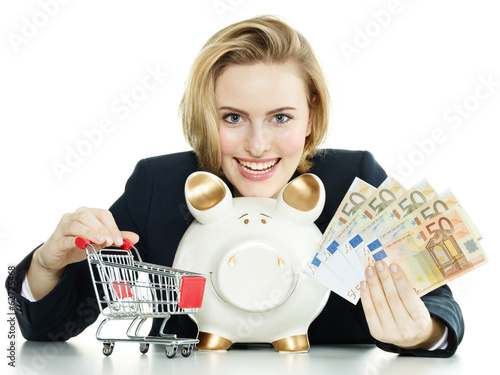 Photo: Woman wants to save money for purchasing Woman wants to save money for purchasing
