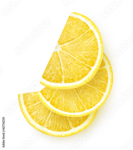 Photo: Slices of lemon isolated on white Slices of lemon isolated on white