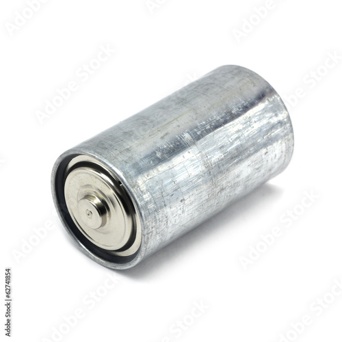 Photo: Old salt battery on a white background Old salt battery on a white background