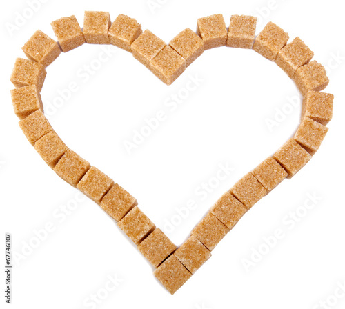 Photo: Heart from not refined reed granulated sugar Heart from not refined reed granulated sugar