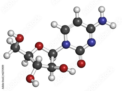 Illustration: Cytarabine (cytosine arabinoside, Ara-C) chemotherapy drug. Cytarabine (cytosine arabinoside, Ara-C) chemotherapy drug.