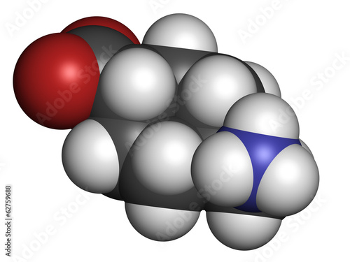 Illustration: Tranexamic acid antifibrinolytic drug molecule. Tranexamic acid antifibrinolytic drug molecule.
