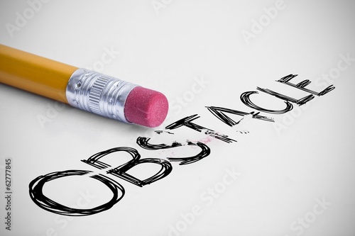 Photo: Obstacle against pencil with an eraser Obstacle against pencil with an eraser