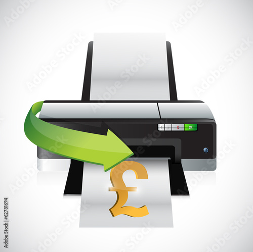 Illustration: british pound printing money concept illustration british pound printing money concept illustration