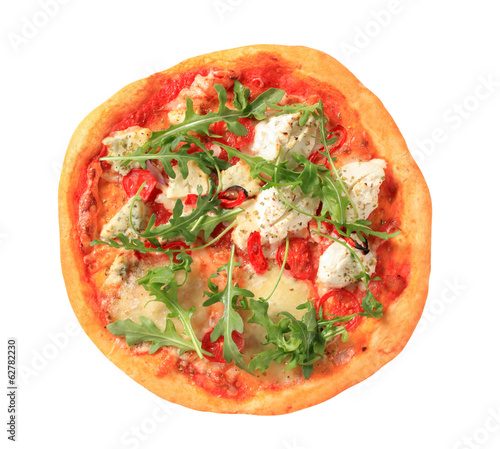 Photo: Pizza quattro formaggi with arugula Pizza quattro formaggi with arugula