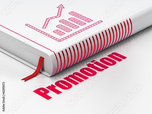 Illustration: Marketing concept: book Growth Graph, Promotion on white Marketing concept: book Growth Graph, Promotion on white