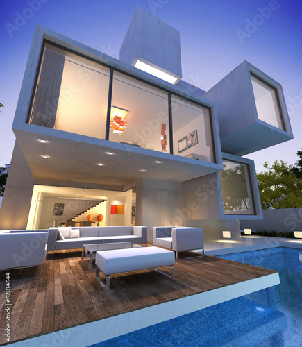 Illustration: Contemporary house with pool bunker 2 Contemporary house with pool bunker 2
