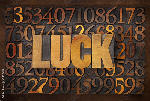 Photo: luck word in wood type luck word in wood type