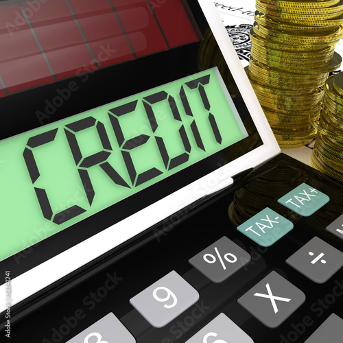 Illustration: Credit Calculator Shows Financing Borrowing Or Loan Credit Calculator Shows Financing Borrowing Or Loan