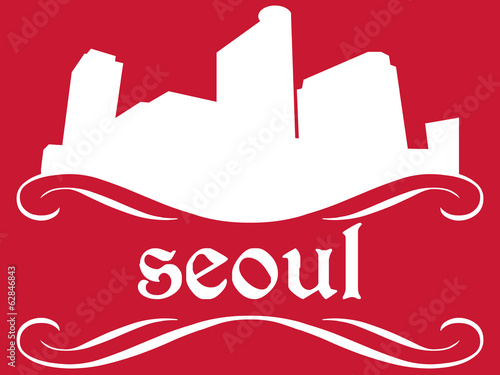 Illustration: Seoul - name and city silhouette Seoul - name and city silhouette