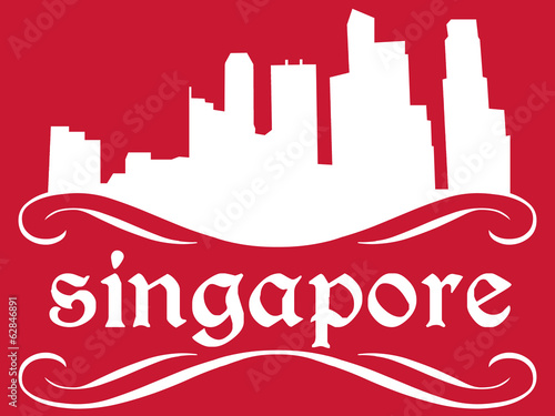 Illustration: Singapore - name and city silhouette Singapore - name and city silhouette
