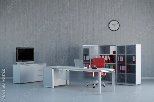 Photo: Modernes Büro mit Schreibtisch und Möbeln Modernes Büro mit Schreibtisch und Möbeln