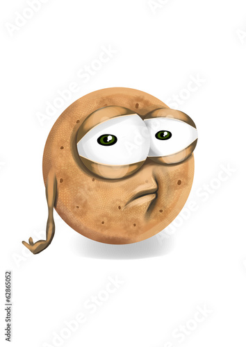 Illustration: Sad brown digestive cookie cartoon, a depressed character. Sad brown digestive cookie cartoon, a depressed character.