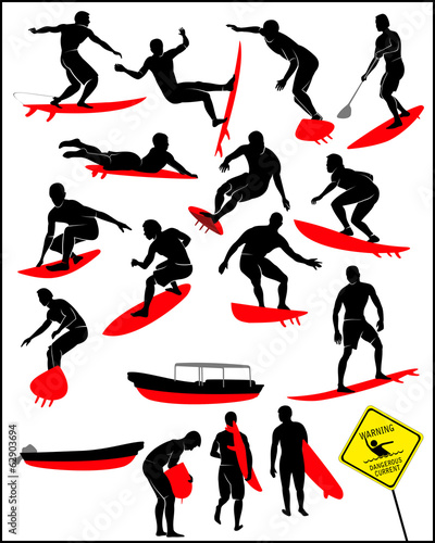 Vector: Silhouette of the surfer Silhouette of the surfer