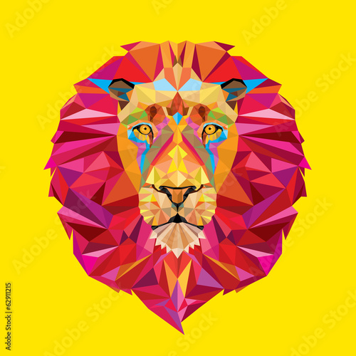 Lion head in geometric pattern - 62911215