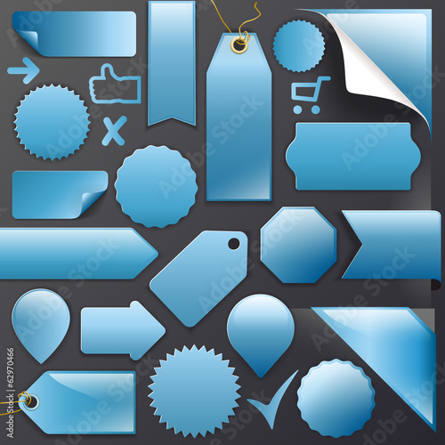 Vector: Vector Set blue labels+Buttons+Ribbons Vector Set blue labels+Buttons+Ribbons