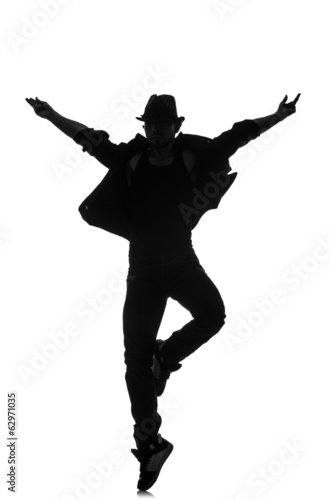 Photo: silhouette of male dancer isolated on white silhouette of male dancer isolated on white