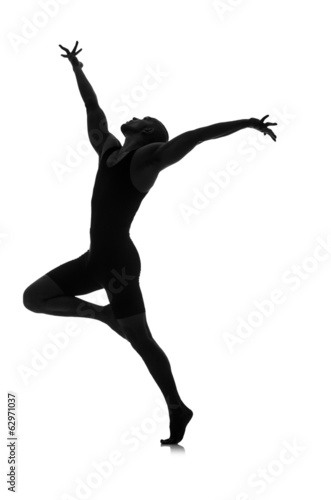 Photo: silhouette of male dancer isolated on white silhouette of male dancer isolated on white