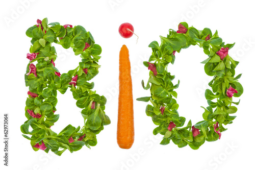 Photo: Das Wort Bio aus Salat und Gemüse Das Wort Bio aus Salat und Gemüse