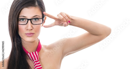 Photo: Serious young sexy woman showing her fingers Serious young sexy woman showing her fingers