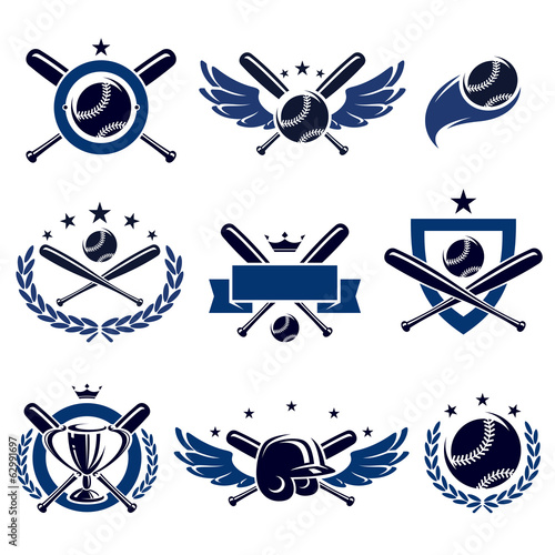 Vector: Baseball labels and icons set. Vector Baseball labels and icons set. Vector
