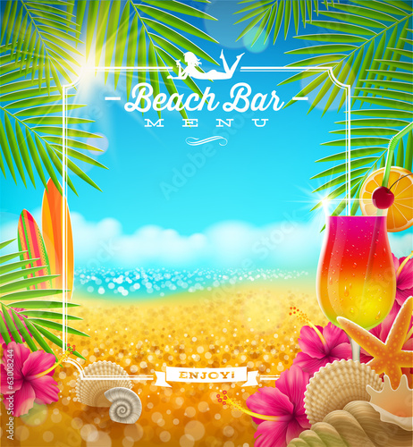 Vector: Tropical Beach bar menu vector design Tropical Beach bar menu vector design