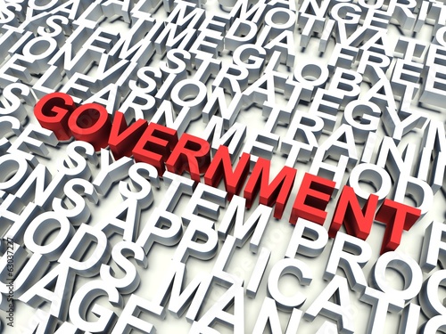 Illustration: Word Government in red. Keyword concept. Word Government in red. Keyword concept.