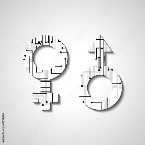 Vector: Male and female gender symbols, style illustration Male and female gender symbols, style illustration