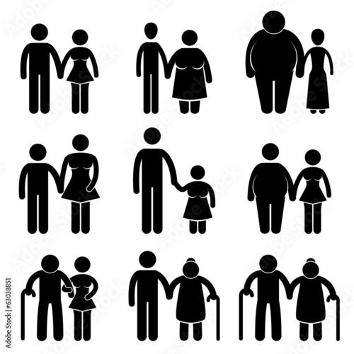 Vector: Couple Lover of Different Sizes and Ages Couple Lover of Different Sizes and Ages