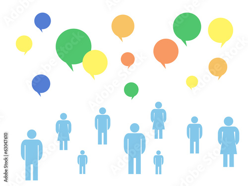 Vector: Family members and chat clouds Family members and chat clouds