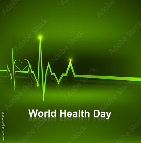 Vector: World health day medical concept with heart beats green colorful World health day medical concept with heart beats green colorful