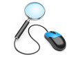 magnifying glass connected to a computer mouse magnifying glass connected to a computer mouse
