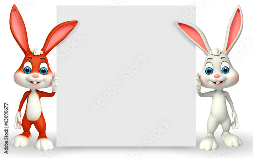 Illustration: cute easter bunny with sign cute easter bunny with sign