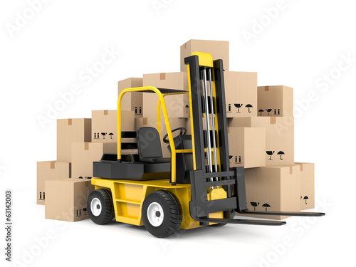 Illustration: Forklift and cardboard boxes Forklift and cardboard boxes