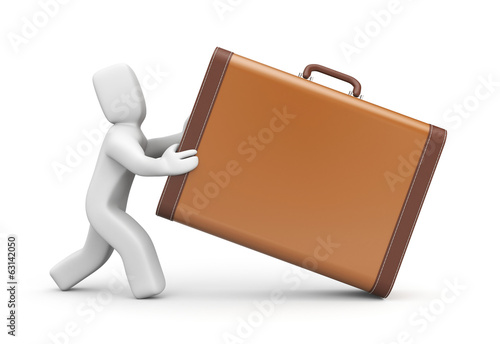 Illustration: People with vintage suitcase People with vintage suitcase